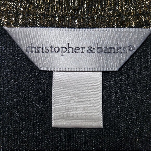 Christopher & Banks • Black Gold Metallic Tiered Tank • XL • Party Evening Chic - Picture 4 of 7